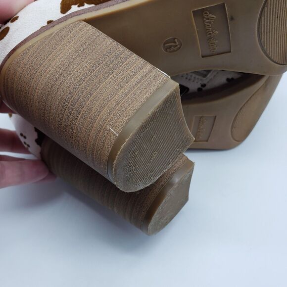 Altar'd State Boots Women US 7.5 Brown White Cow Print Ankle Zip Block Heel - Picture 10 of 13